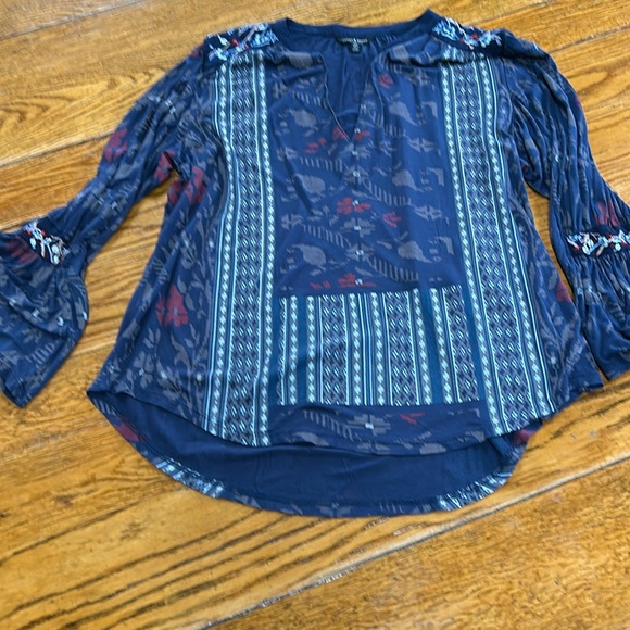 Lucky Brand Tops - Lucky Brand mixed print boho top. Embroidery on sleeves and shoulders. Small.